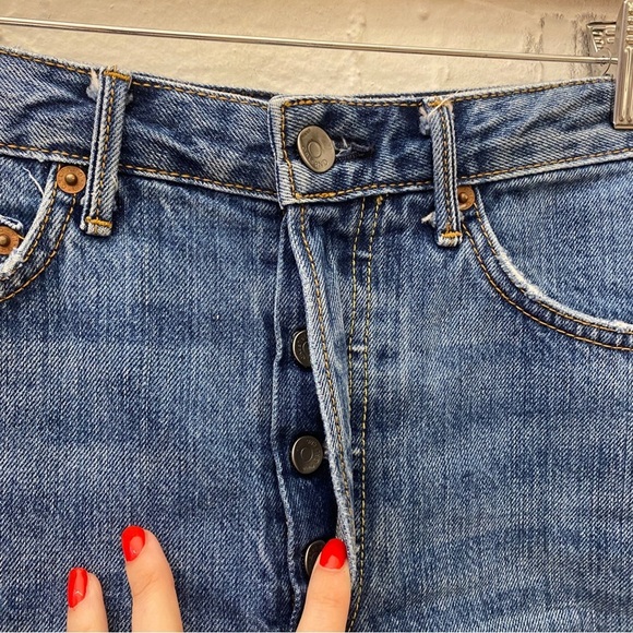 GRLFRND || Poppy Denim Shorts Distressed Cutoffs Good Luck Charm Blue 26 - Picture 3 of 10
